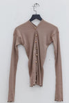 BASERANGE Taffeta cardigan TOTVC-RC-AU23 dehydrated beige